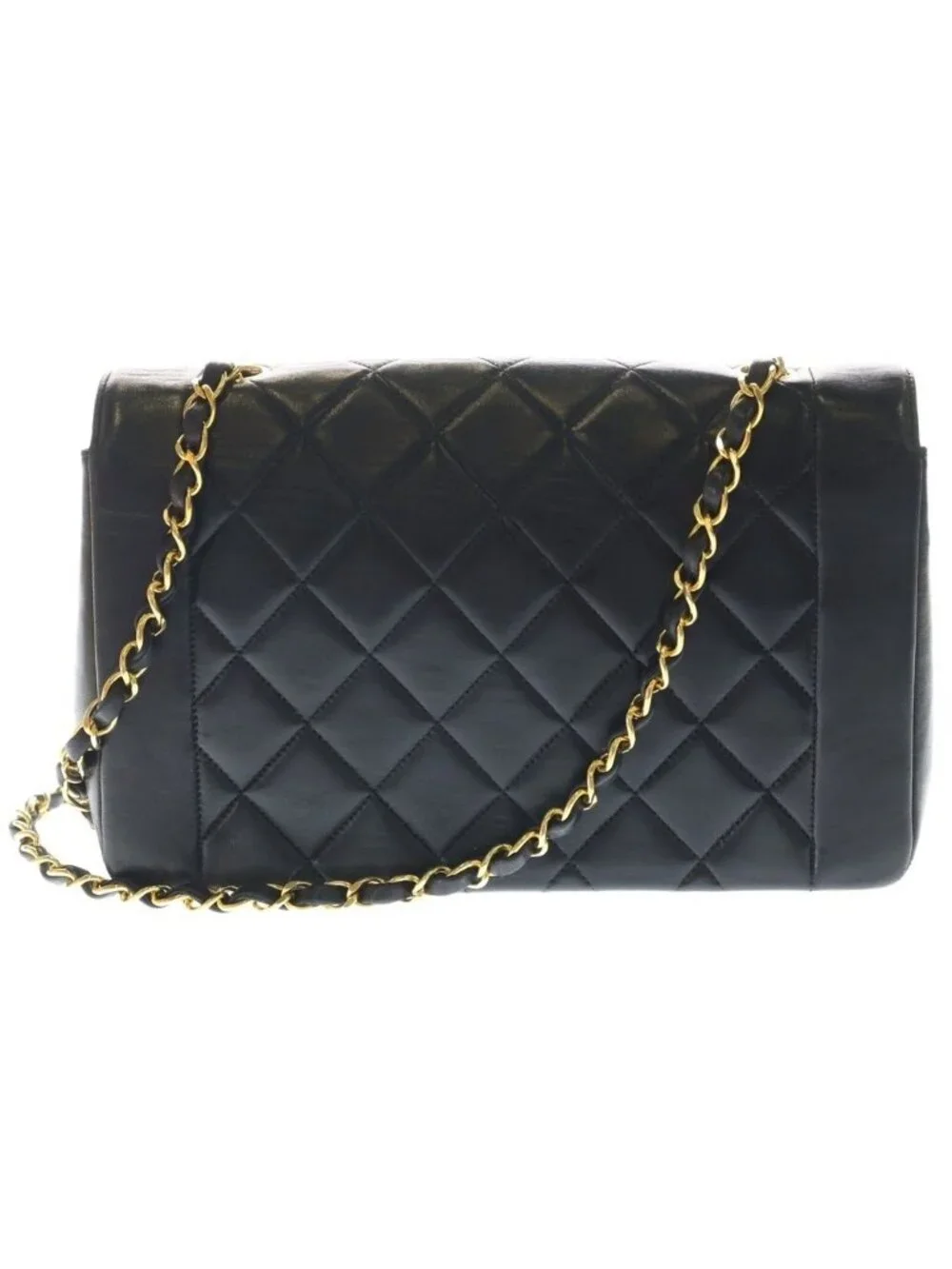 Chanel Diana 25 Chain Shoulder Bag Black Lambskin Gold